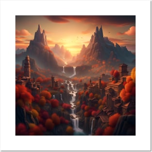Autumn Mountains Landscape Posters and Art